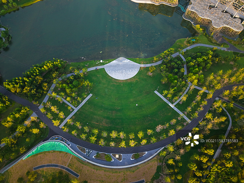 航拍世博地区后滩世博文化公园城市天际线图片素材
