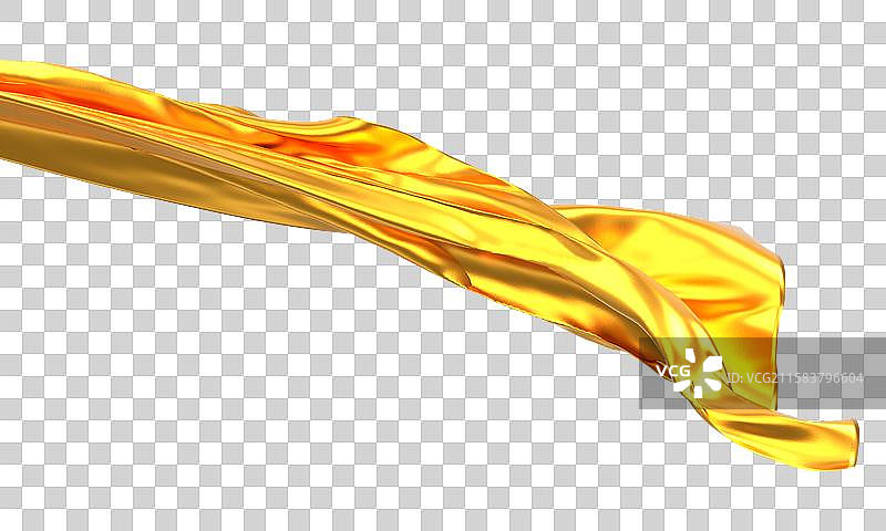 飘动的金色丝带布料缎带布料曲线3D渲染素材图片素材