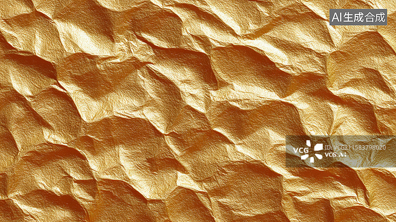 【AI数字艺术】金色褶皱纸质纹理图片素材