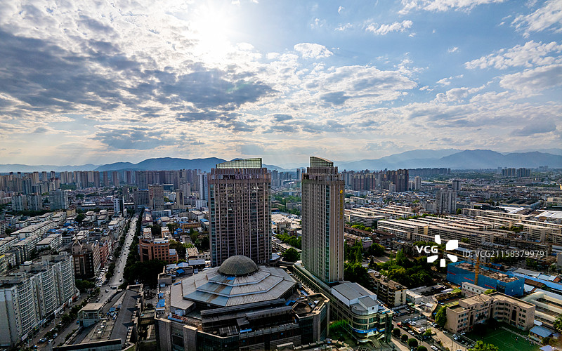 汉中城区航拍图片素材