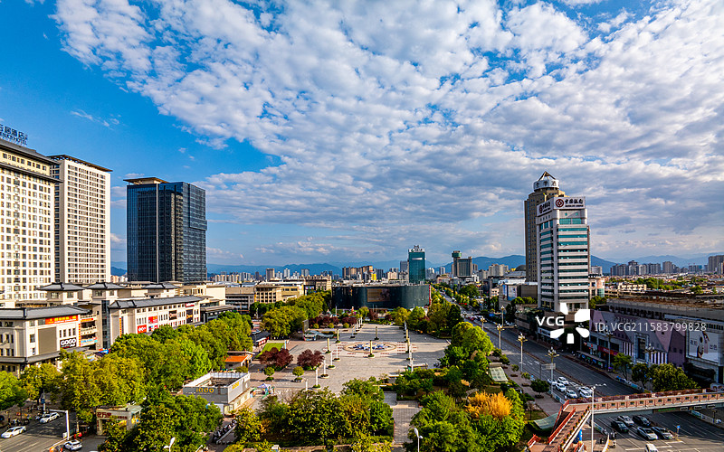 汉中城区航拍图片素材