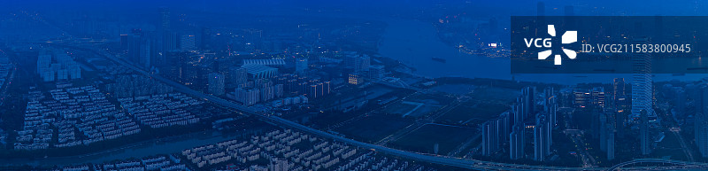 航拍世博地区后滩世博文化公园城市天际线图片素材