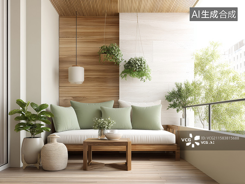 【AI数字艺术】现代简约阳台布置图片素材