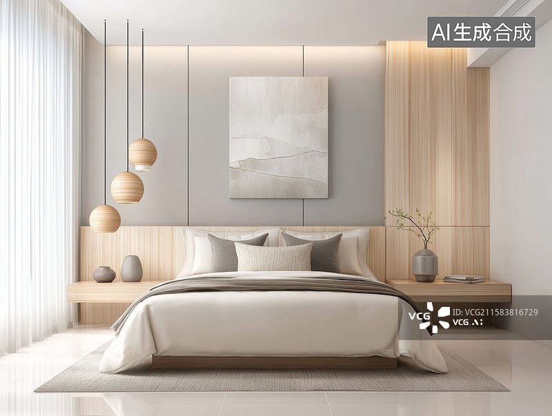 【AI数字艺术】现代简约卧室设计图片素材