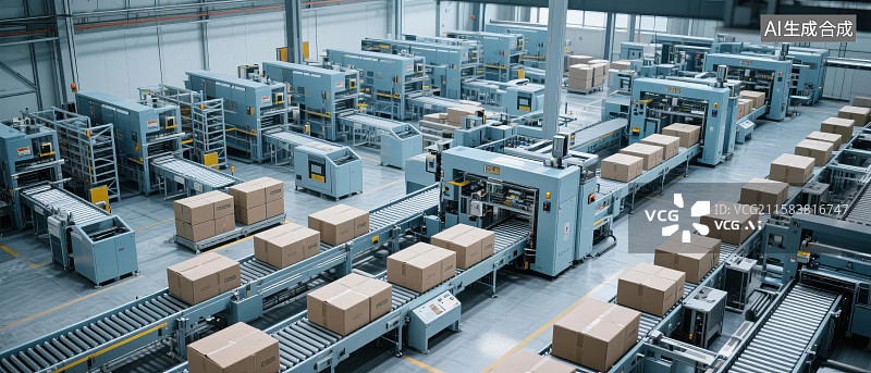 【AI数字艺术】现代化生产线上的包装作业图片素材