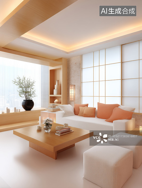 【AI数字艺术】现代简约客厅设计图片素材