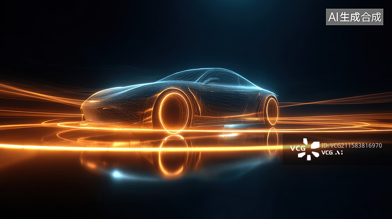 【AI数字艺术】未来感汽车光影艺术展示图片素材