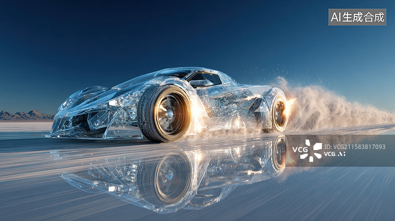 【AI数字艺术】透明超跑高速行驶图片素材