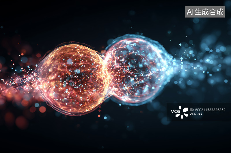 【AI数字艺术】量子纠缠与粒子相互作用的可视化图片素材