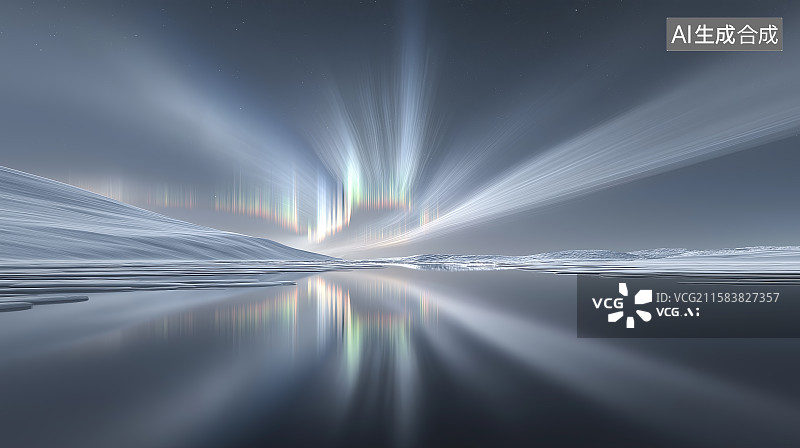 【AI数字艺术】汽车广告背景图——抽象发光极地冰川与极光图片素材
