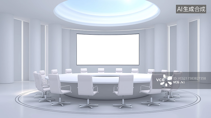【AI数字艺术】商务办公主题背景——极简会议室室内设计图片素材