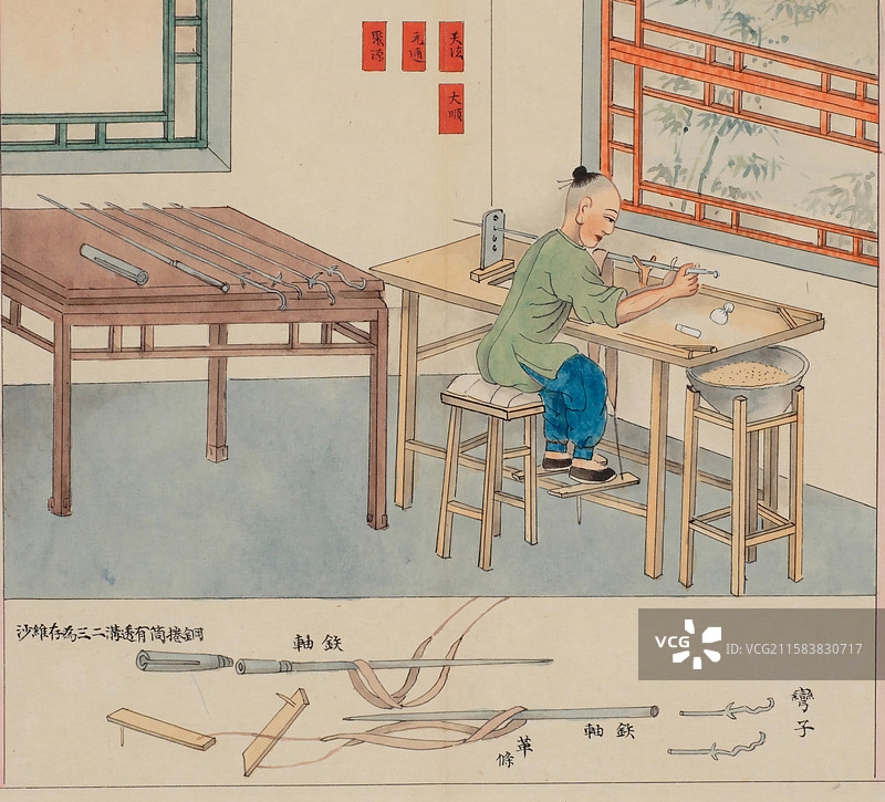 古代玉器加工作坊，玉作图，掏膛图片素材