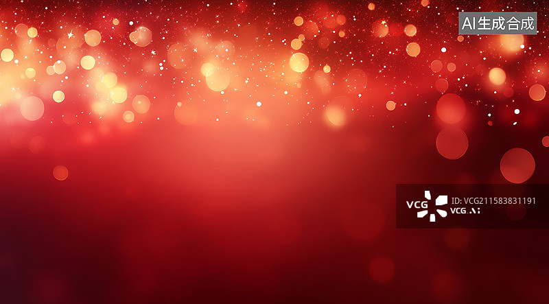【AI数字艺术】红色背景上的光斑与粒子图片素材