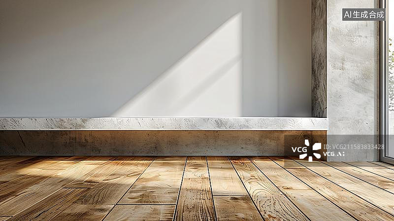 【AI数字艺术】水泥墙上的光影艺术 现代混凝土建筑空间光影地面平台展台广告背景图 混凝土墙面和展台图片素材