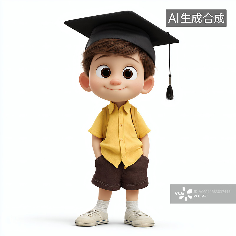 【AI数字艺术】戴着毕业帽的小男孩图片素材