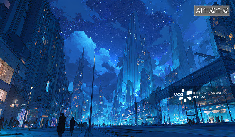 【AI数字艺术】未来城市夜景图片素材