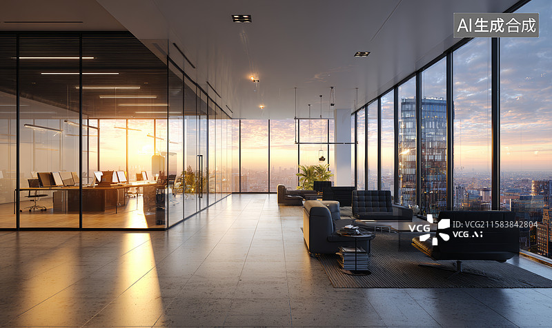 【AI数字艺术】现代办公室全景图图片素材