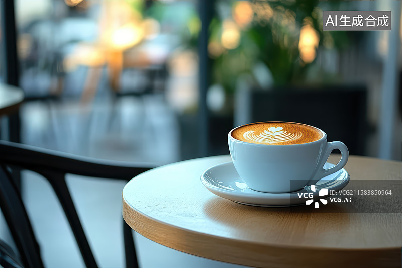 【AI数字艺术】咖啡厅桌上的一杯咖啡图片素材