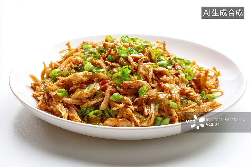 【AI数字艺术】中餐美食-鱼香肉丝 白色背景图片素材