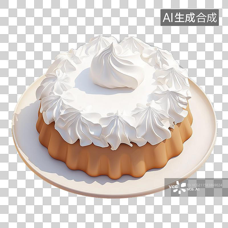 【AI数字艺术】椰子奶油蛋糕三维美食元素图片素材