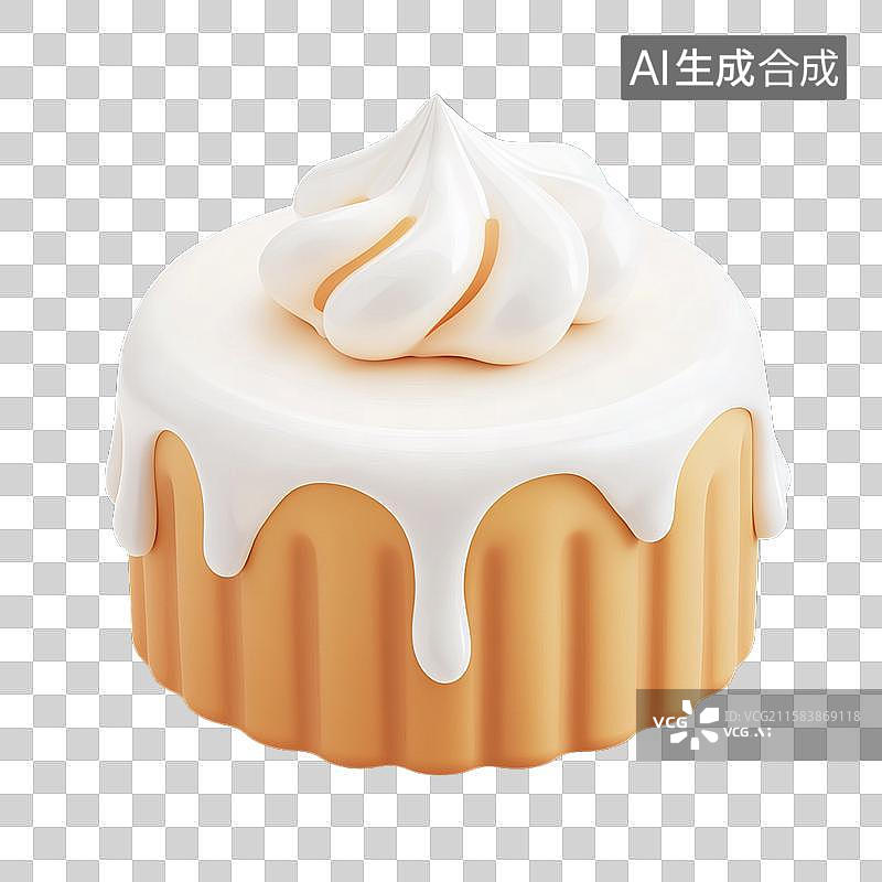 【AI数字艺术】椰子奶油蛋糕三维美食元素图片素材