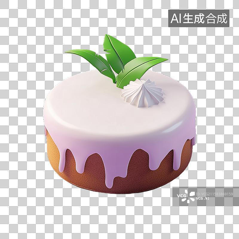 【AI数字艺术】椰子奶油蛋糕三维美食元素图片素材