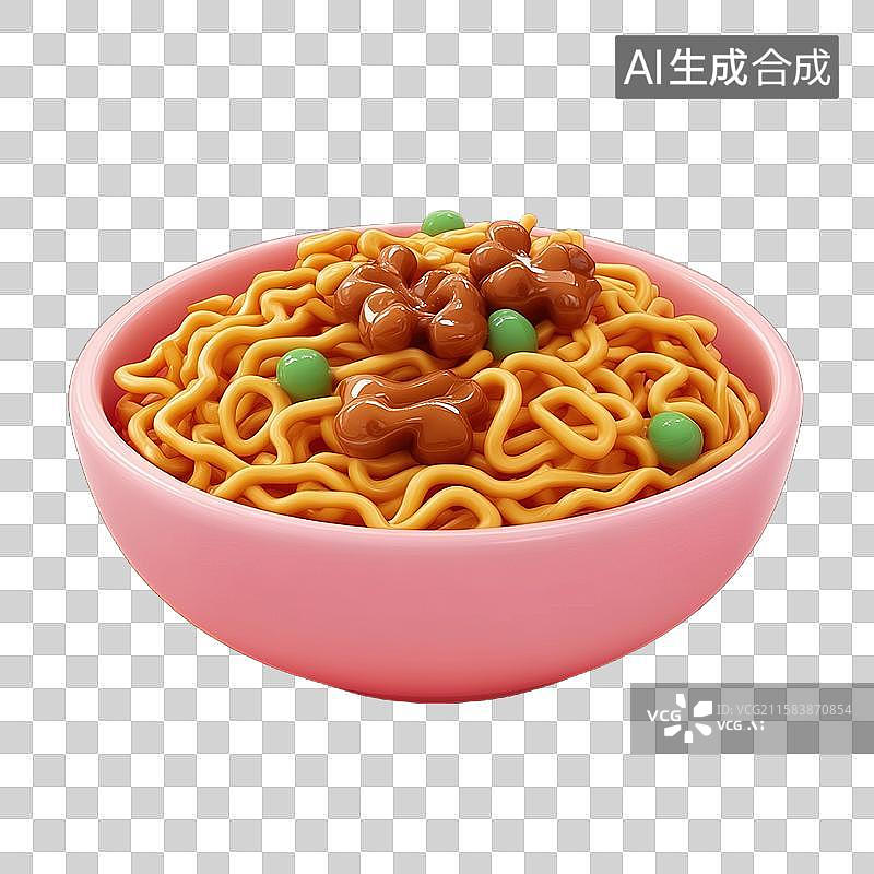 【AI数字艺术】炒面三维美食元素图片素材