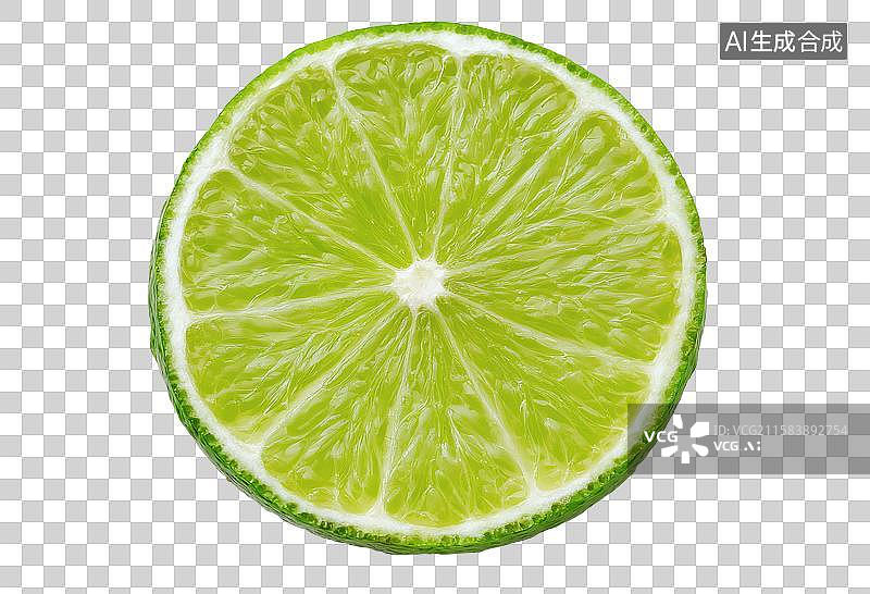 【AI数字艺术】一片新鲜多汁的青柠切片图片素材