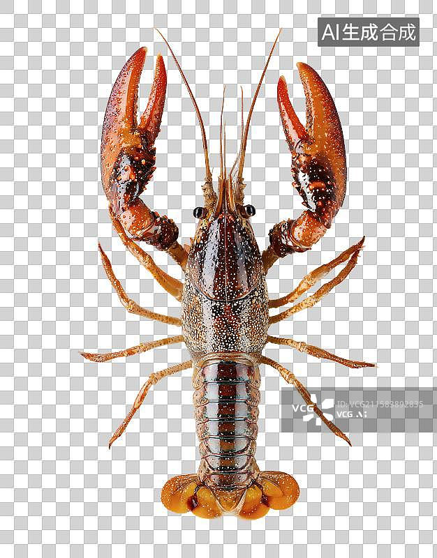 【AI数字艺术】一只带有红色螯钳的淡水小龙虾图片素材