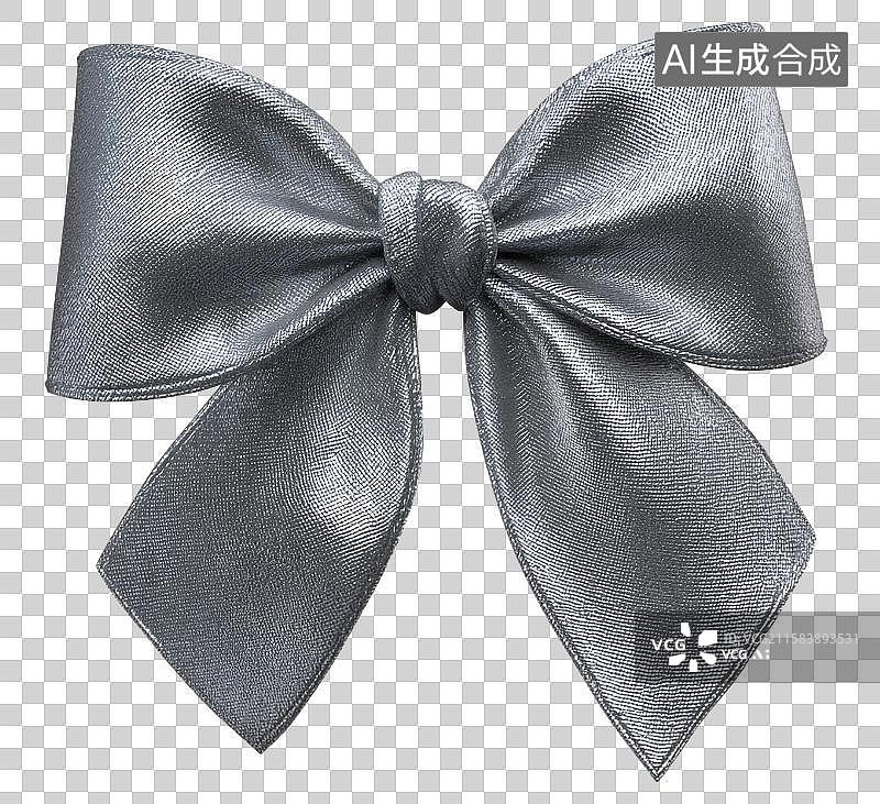 【AI数字艺术】银色光泽缎带蝴蝶结装饰图片素材
