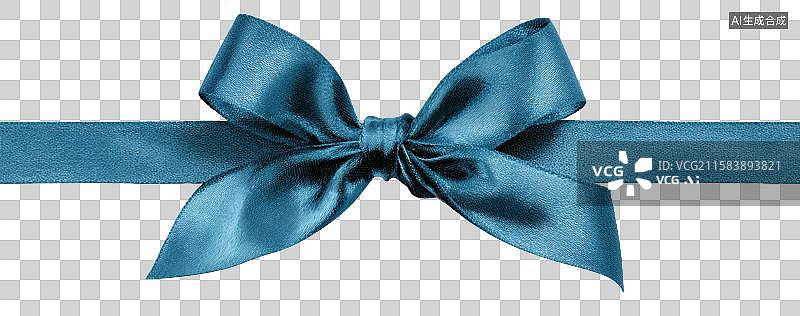 【AI数字艺术】一条蓝色缎带系成的精美蝴蝶结图片素材