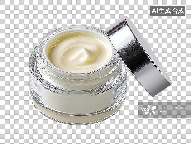 【AI数字艺术】带有开盖的白色面霜玻璃罐图片素材