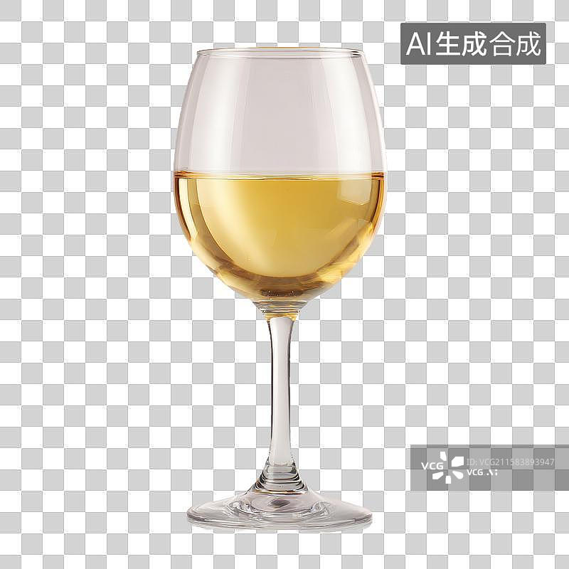 【AI数字艺术】一杯装有淡黄色液体的白葡萄酒杯图片素材