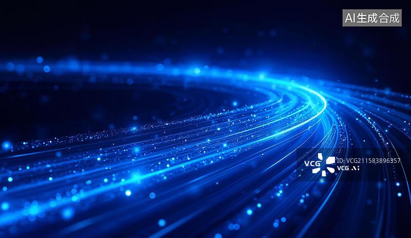 【AI数字艺术】蓝色光流的抽象背景图片素材
