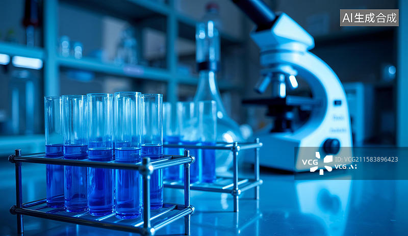 【AI数字艺术】实验室中的显微镜与试管图片素材