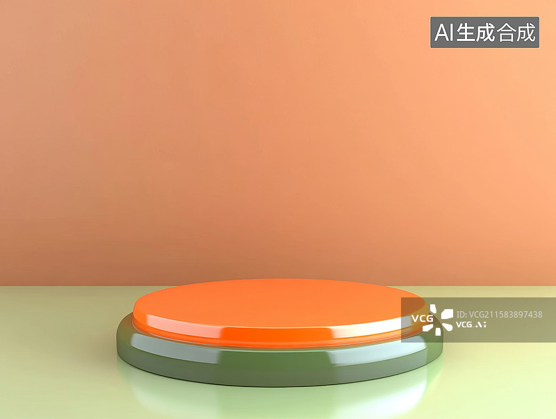 【AI数字艺术】橙绿相间圆台展示图片素材