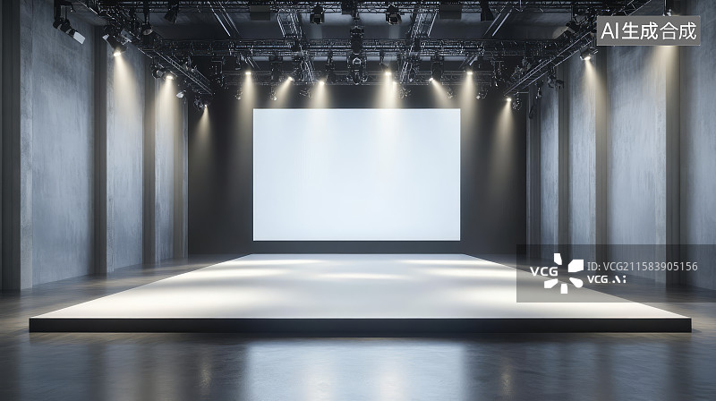 【AI数字艺术】聚光灯下电影院舞台屏幕展览空间图片素材
