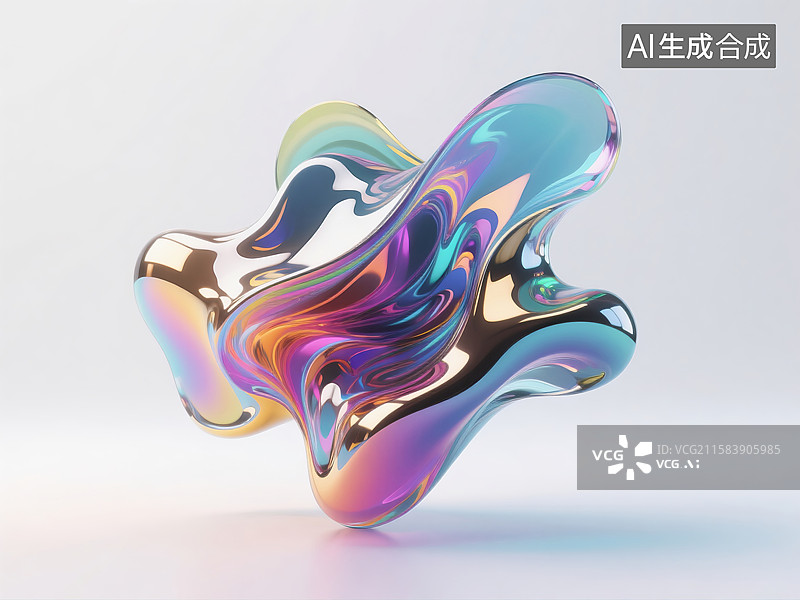 【AI数字艺术】彩色液体金属物体图片素材