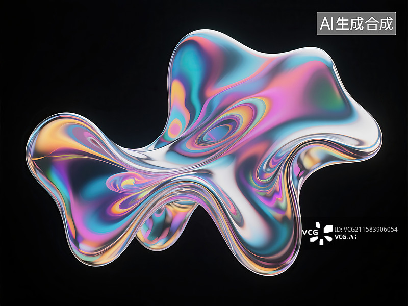 【AI数字艺术】彩色液体金属物体图片素材
