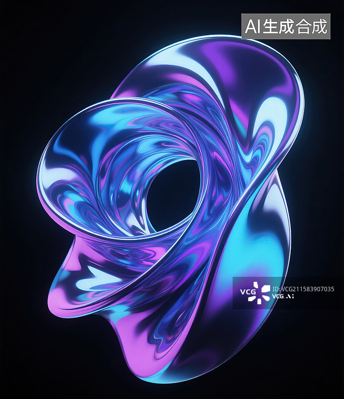 【AI数字艺术】艳丽液体金属抽象元素图片素材