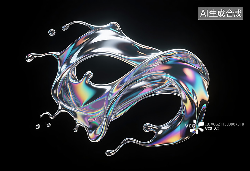 【AI数字艺术】抽象液体金属水花图片素材