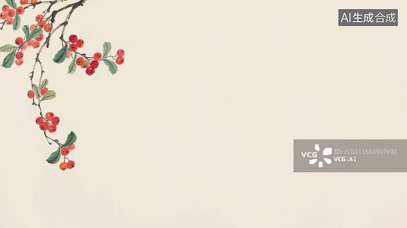 【AI数字艺术】水墨画左上图片素材