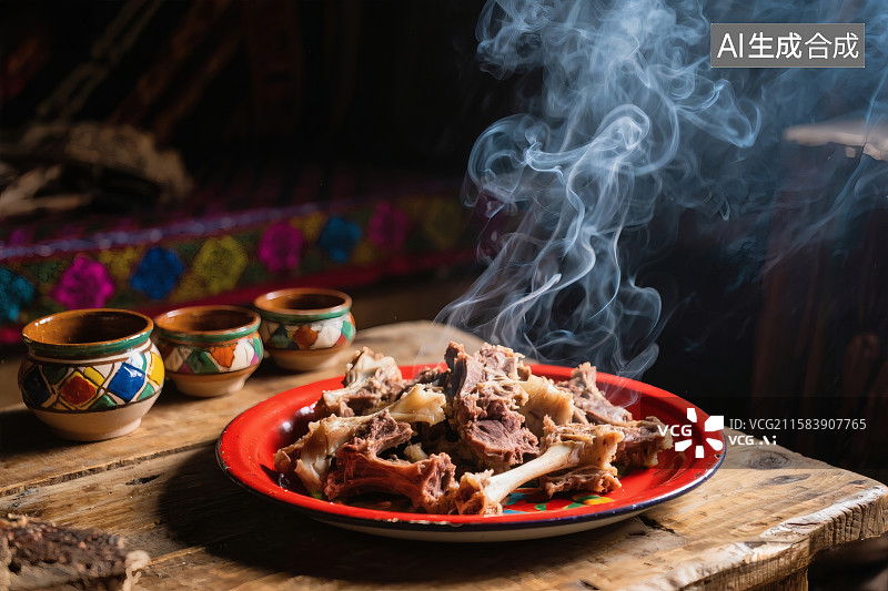 【AI数字艺术】一盘美味的手抓羊肉图片素材