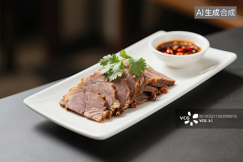 【AI数字艺术】一盘凉菜酱牛肉，一碟辣椒油图片素材