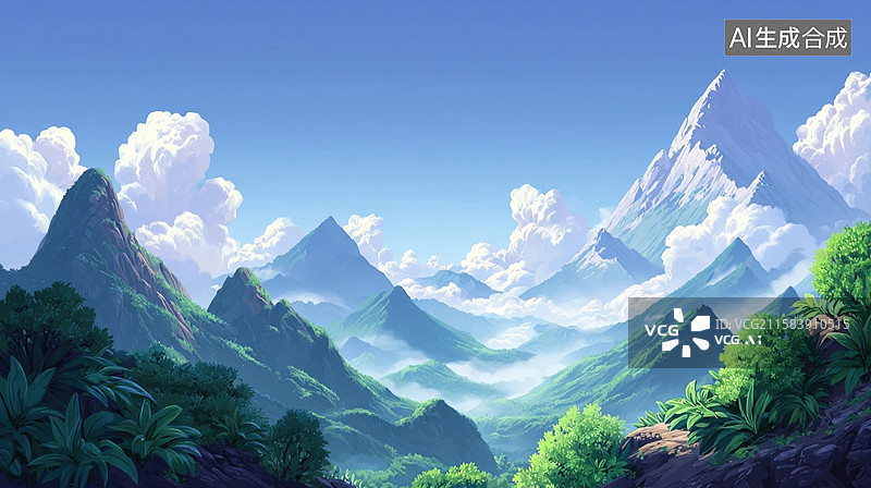 【AI数字艺术】山峦云海图片素材