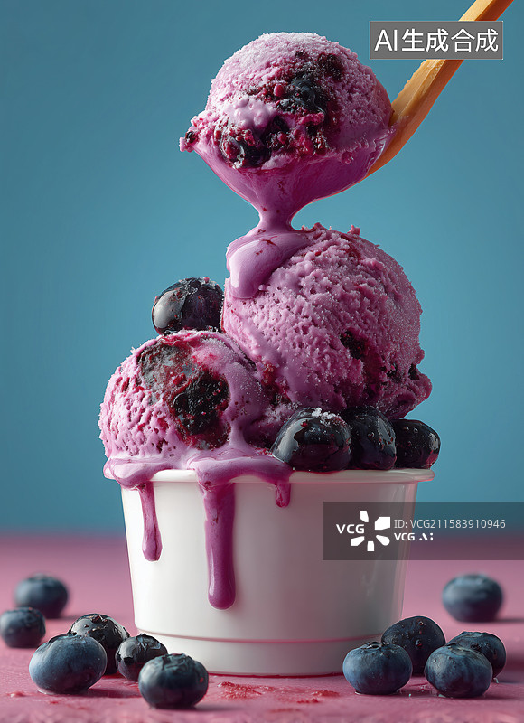 【AI数字艺术】蓝莓冰淇淋果酱图片素材