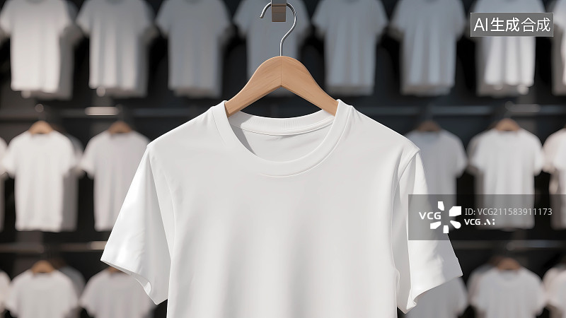 【AI数字艺术】挂在衣架上的白色T恤图片素材