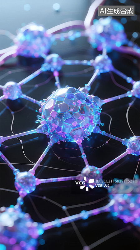【AI数字艺术】纳米结构的分子网络图片素材