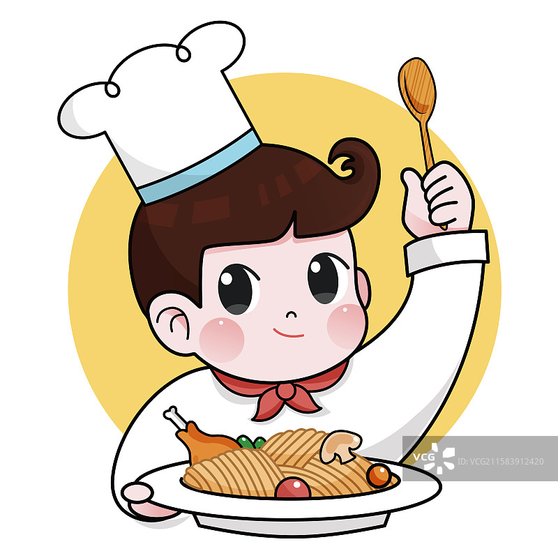 西厨主题-男孩-意面图片素材