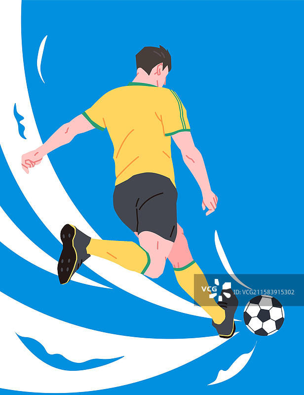 足球体育运动人物苏超国足射门点球矢量平面插画图片素材